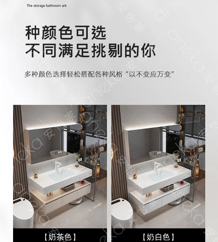 Armoire de salle de bain légère en bois massif, toilettes de rangement Vintage, vanité de salle de bain, miroirs de maquillage, meubles Para Banheiro