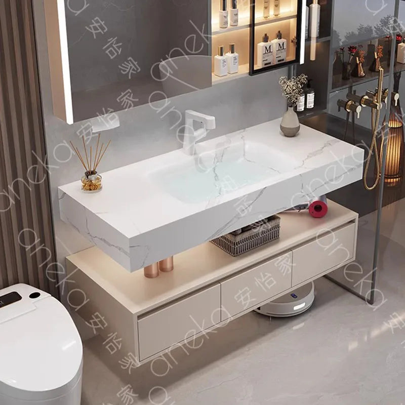 Armoire de salle de bain légère en bois massif, toilettes de rangement Vintage, vanité de salle de bain, miroirs de maquillage, meubles Para Banheiro