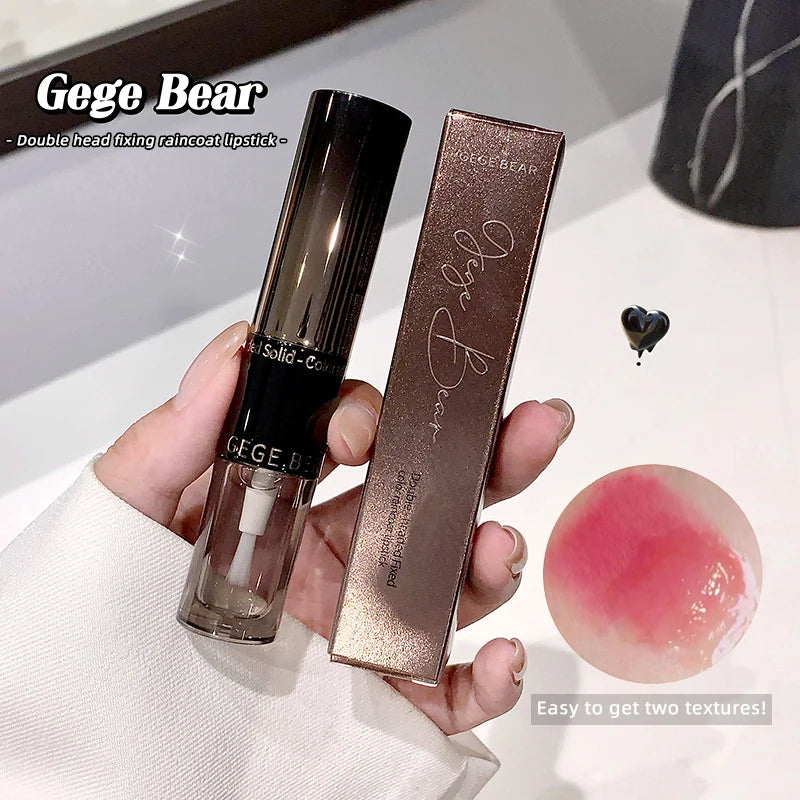 Gege Bear Double-ended Lipstick with Lip Oil for Moisturizing and Hydrating Layered Color-developing Long-lasting Lipstick