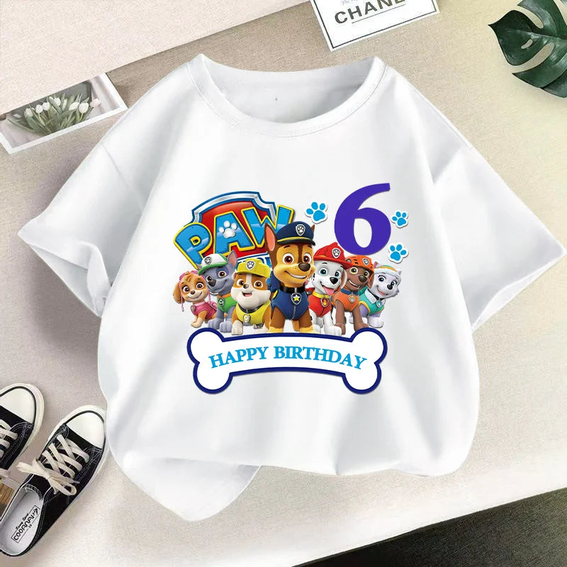 Paw Patrol Child Short Sleeve T-shirt Cartoon Chase Skye Printed Pullover Boys Girls Summer Breathable Casual Cotton Tops Gifts