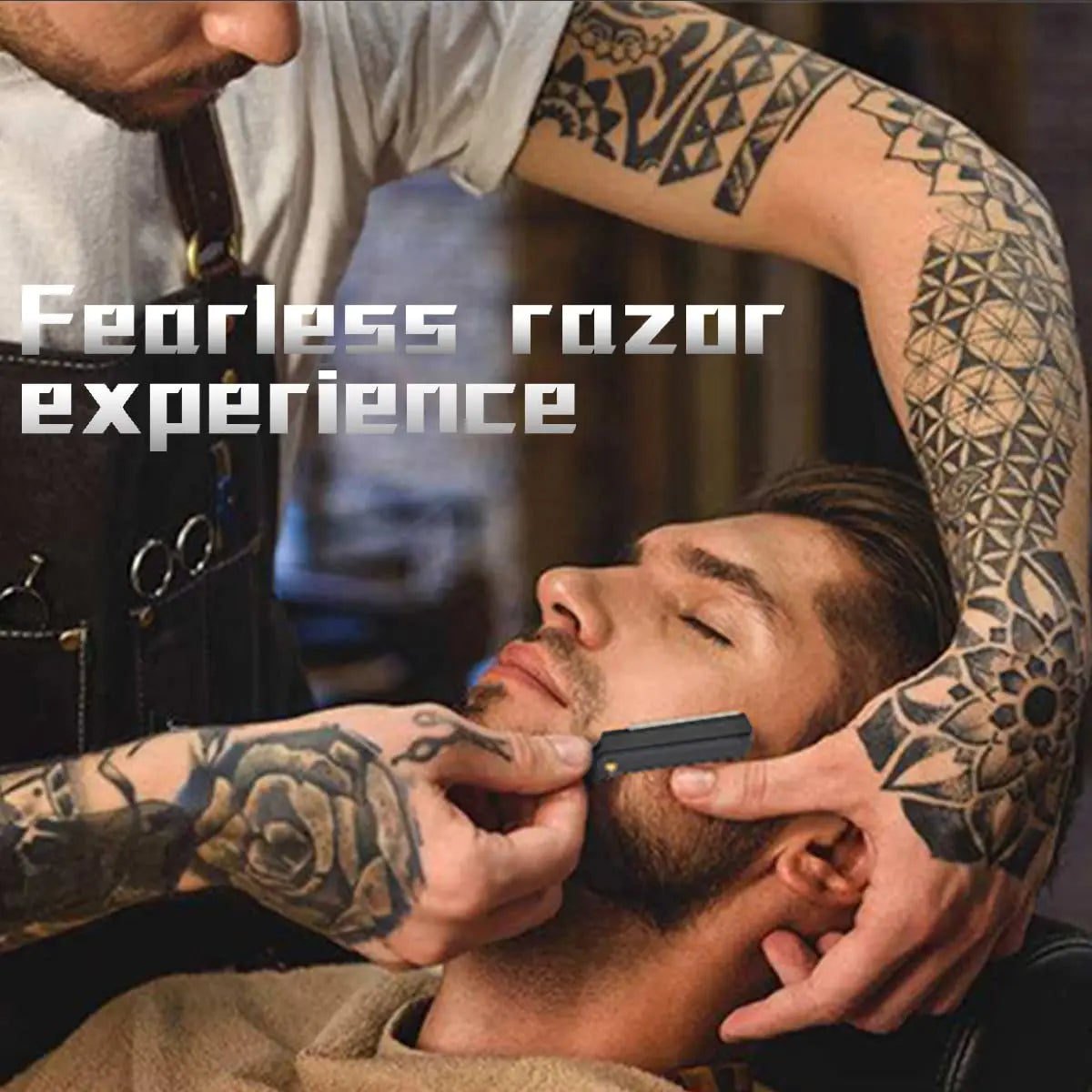 (1+10 lames) Rasoir de coiffeur pour la barbe