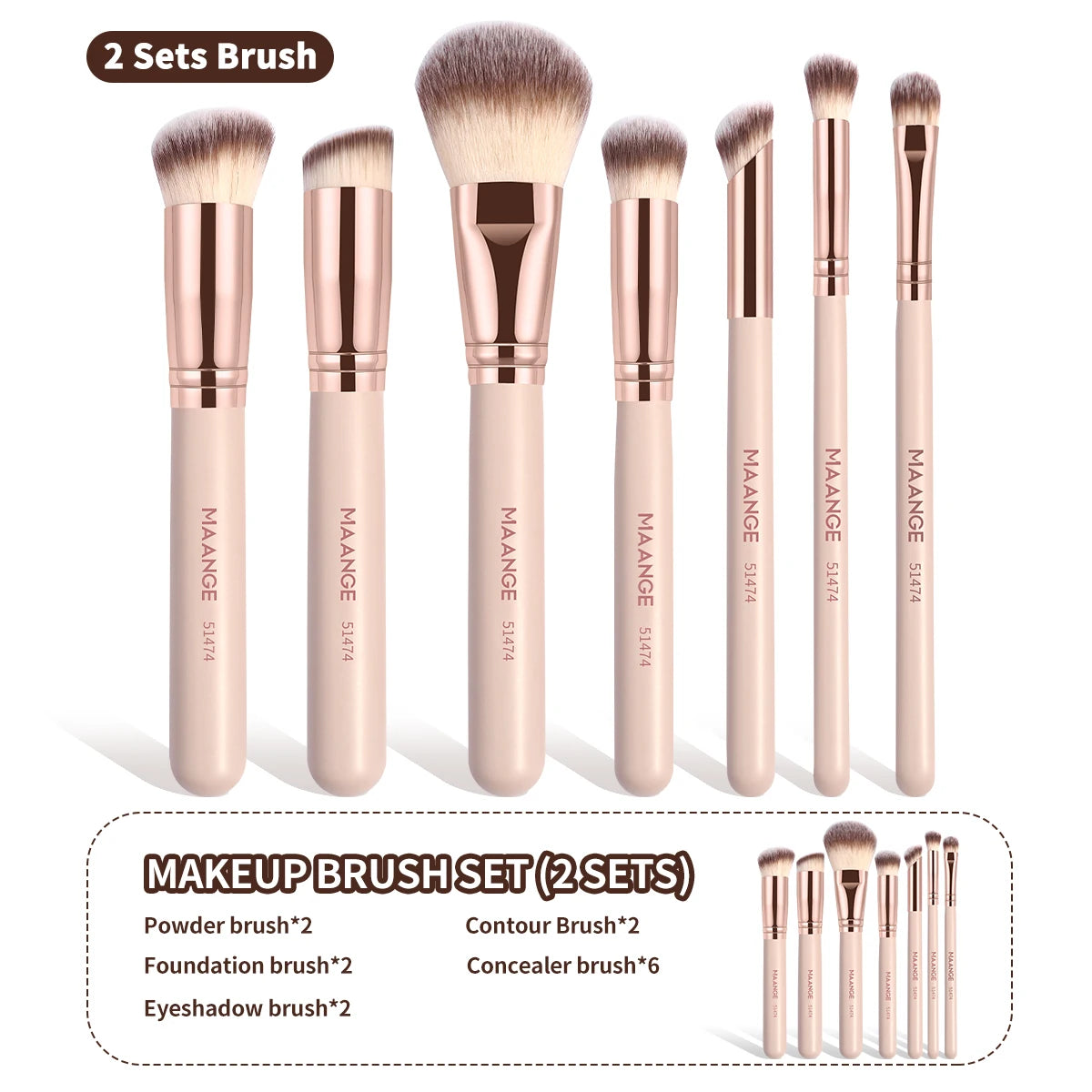 7pcs/set Pinceaux de maquillage pour cosmétique Fond de teint Poudre Correcteur Blush Brush Blending Soft Sils Beauty Tools