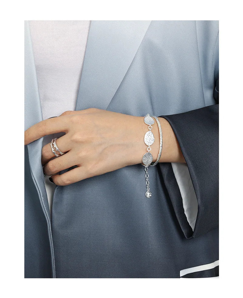 SHANICE 100% S925 sterling silver Tin Foil texture Open Bracelet&Bangles For Women Men Fashion Charm Jewelry Wholesale