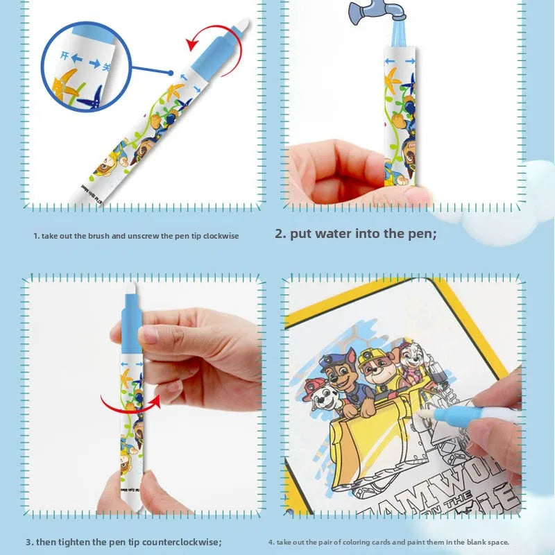 Paw Patrol Chase Reusable Coloring Book Magic Water Painting Books Sensory Children Early Education Toys Water Drawing Book Toy