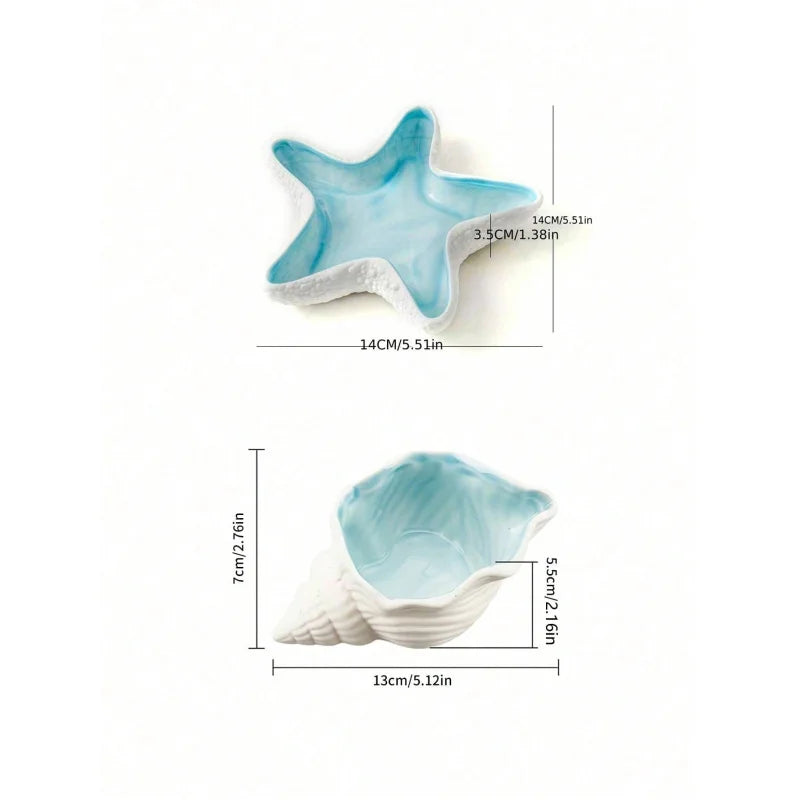 Plateau à bijoux en forme de coquille bleu ciel 1 pièce et bol à clés, un plateau de rangement de bijoux en céramique. Cadeaux d'anniversaire Graduation