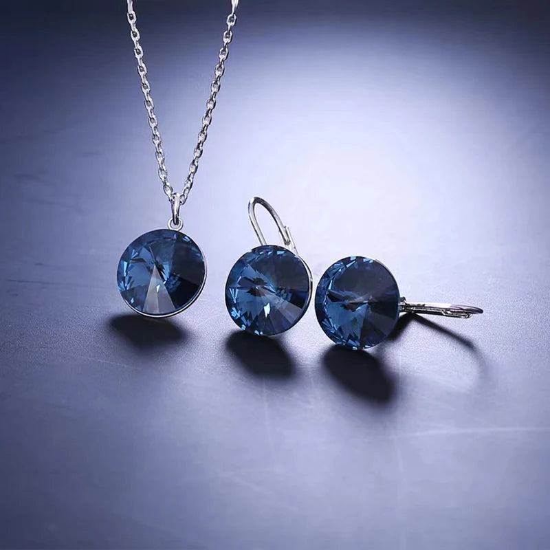 Silver Color Bella Jewelry Sets Crystals from Austria Pendant Necklace Drop Earrings for Women Party Wedding Evening Accessories