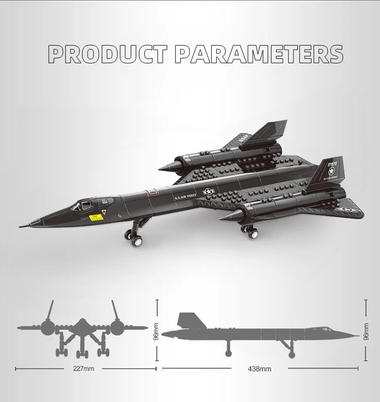183pcs SR-71 Blackbird US Air Force Reconnaissance AirplaneModel Fighter Assembling Building Block Toy Children Block Toys Gift