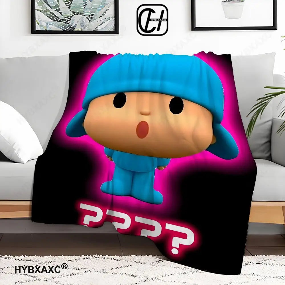 Plush Dolls P-POCOYO  Throw  Blanket Aesthetic Art Flannel Blanket Portable Home Travel Camping Sofa Picnic Thickening Flannel B