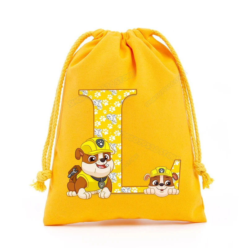 Paw Patrols Drawstring Storage Bag Rubble A-Z Letter Candy Gift Package Cartoon Key Pouch  Earphone Data Cable Dustproof Sacks
