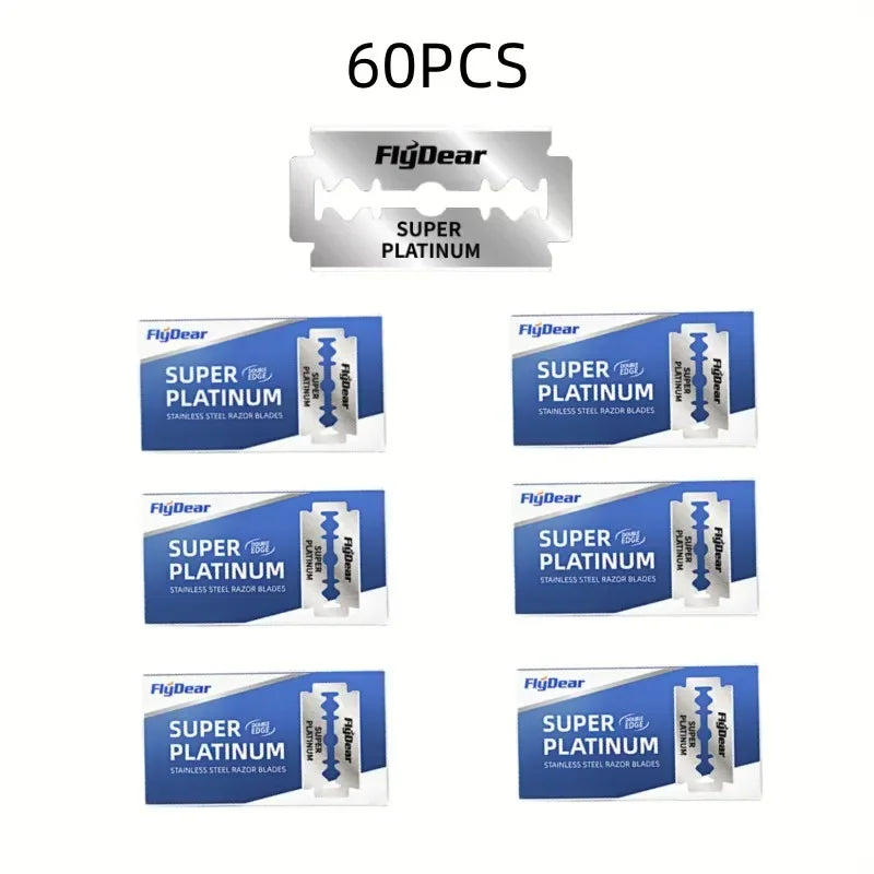 Outil de barbier professionnel Sécurité à double bord lames de rasoir rétro classiques en acier inoxydable pour le rasage et l’épilation des hommes