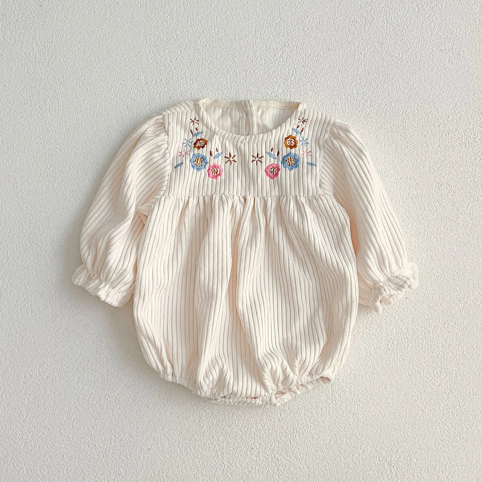 Autumn Baby Girl Clothing Spring Toddler Baby Girl Corduroy Romper Newborn Baby Girl Long Sleeve Embroidered Flowers Jumpsuit