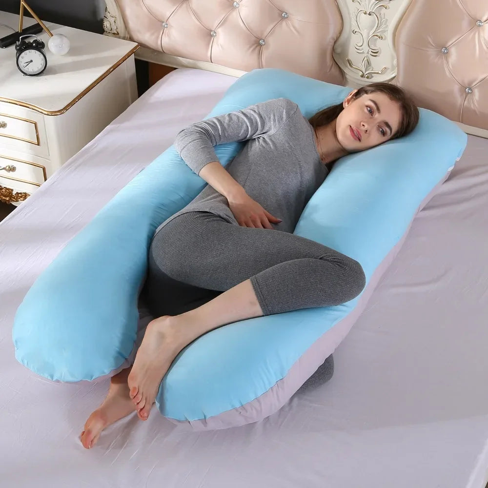 Materbity Pillow for Women Cotton Color Matching Removable Washable U-shaped Waist Support Cushion Pillow Maternity Body Pillow