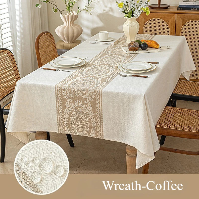 Cotton Blend Waterproof Tablecloth  Anti-oil Table Cover, Party Family Dinner Tablecloth for Kitchen Restaurant Wedding