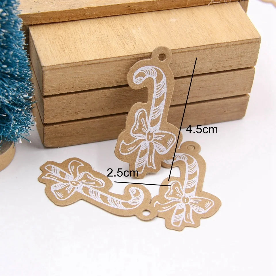 50PCS Christmas Kraft Paper Tags Handmade/Thank You DIY Crafts Hanging Tag With Rope for Christmas Gift Wrapping Supplies Favors