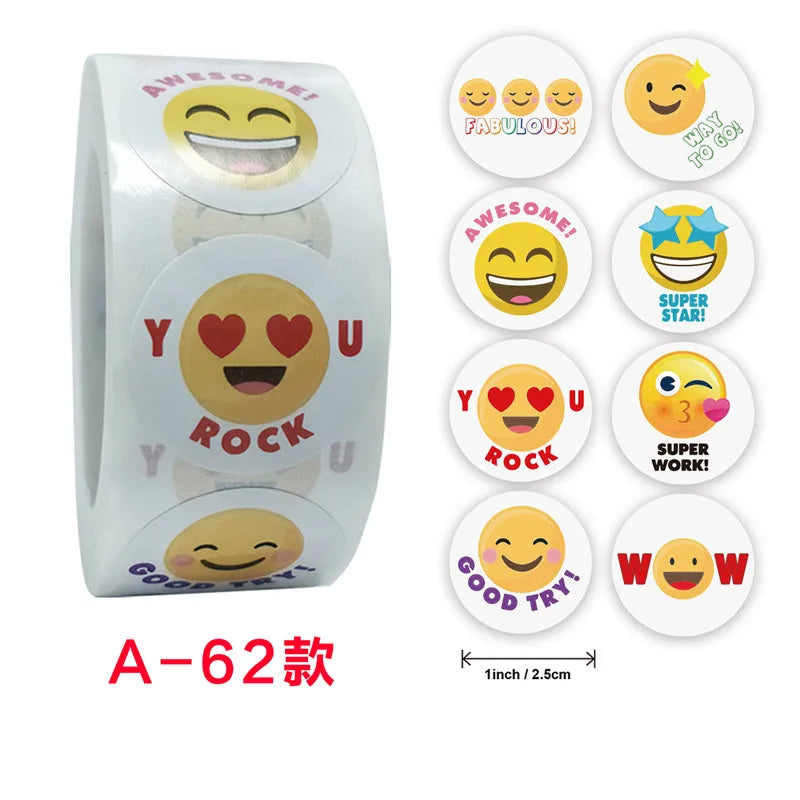 50-500 Cute Fish Thank You Stickers Kawaii Kids Sea Cartoon Sticker Roll for Christmas Gift Seal Student DIY Scrapbooking Craft