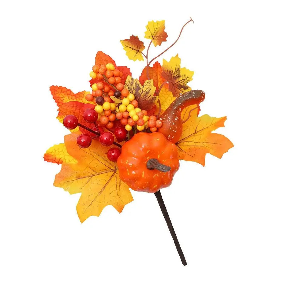 Artificial Maple Leaf Pumpkin Berry Branches Harvest Autumn Decoration Ornament Halloween Decor for Home Thanksgiving DIY Crafts