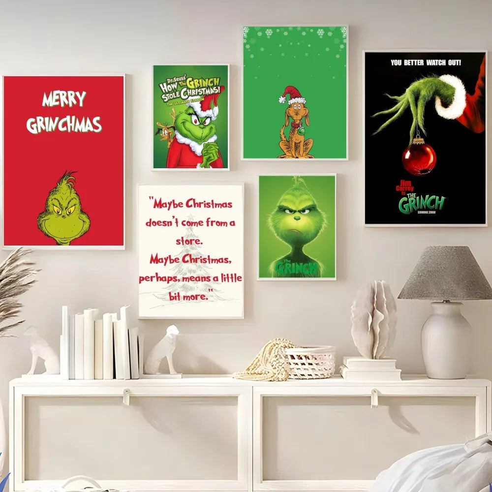 Film The G-Grinch C-Christmas DIY Sticky Poster Whitepaper Prints Posters Artwork Vintage Decorative Painting