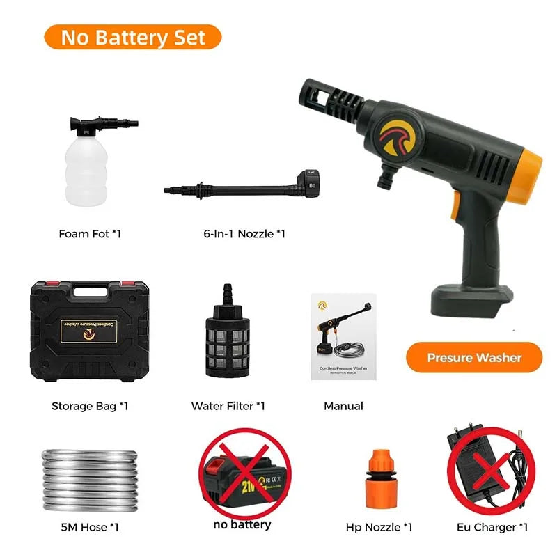 40Bar 3500W Brushed Electric High Pressure Washer 6-in-1 Car Washing Garden Water Spray Gun For Makita 21V Battery