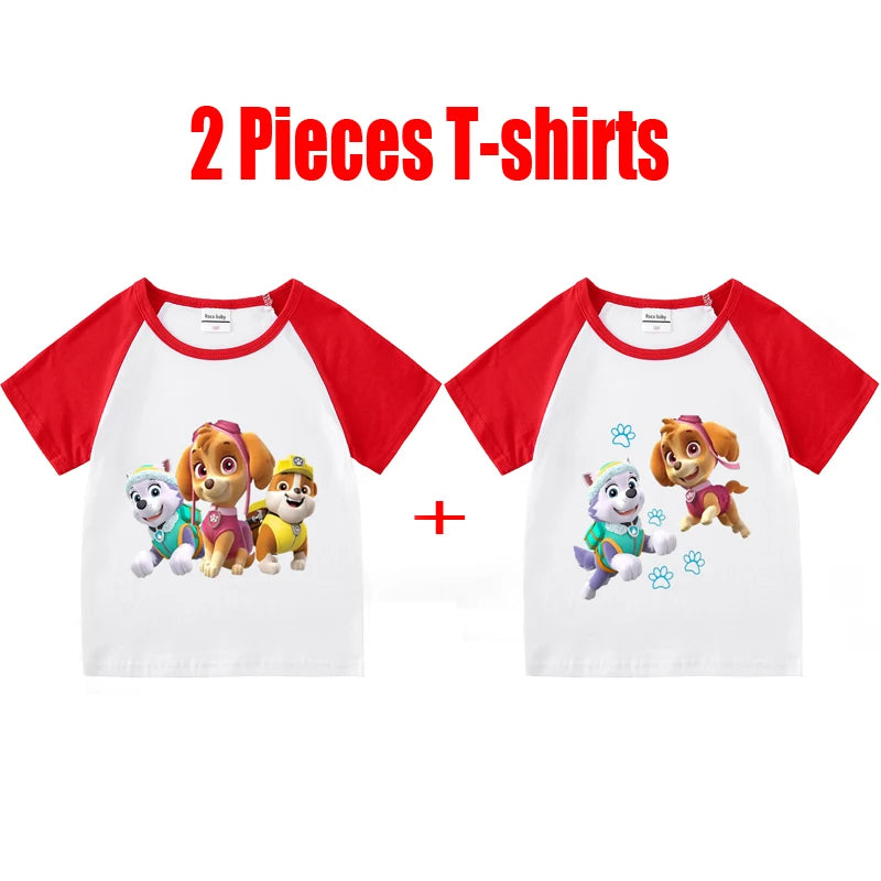 Children's PAW Patrol T-Shirt Kids Clothes Boys Girls Summer Cartoon Tops Short Sleeve Clothes 100% Cotton Baby Clothing