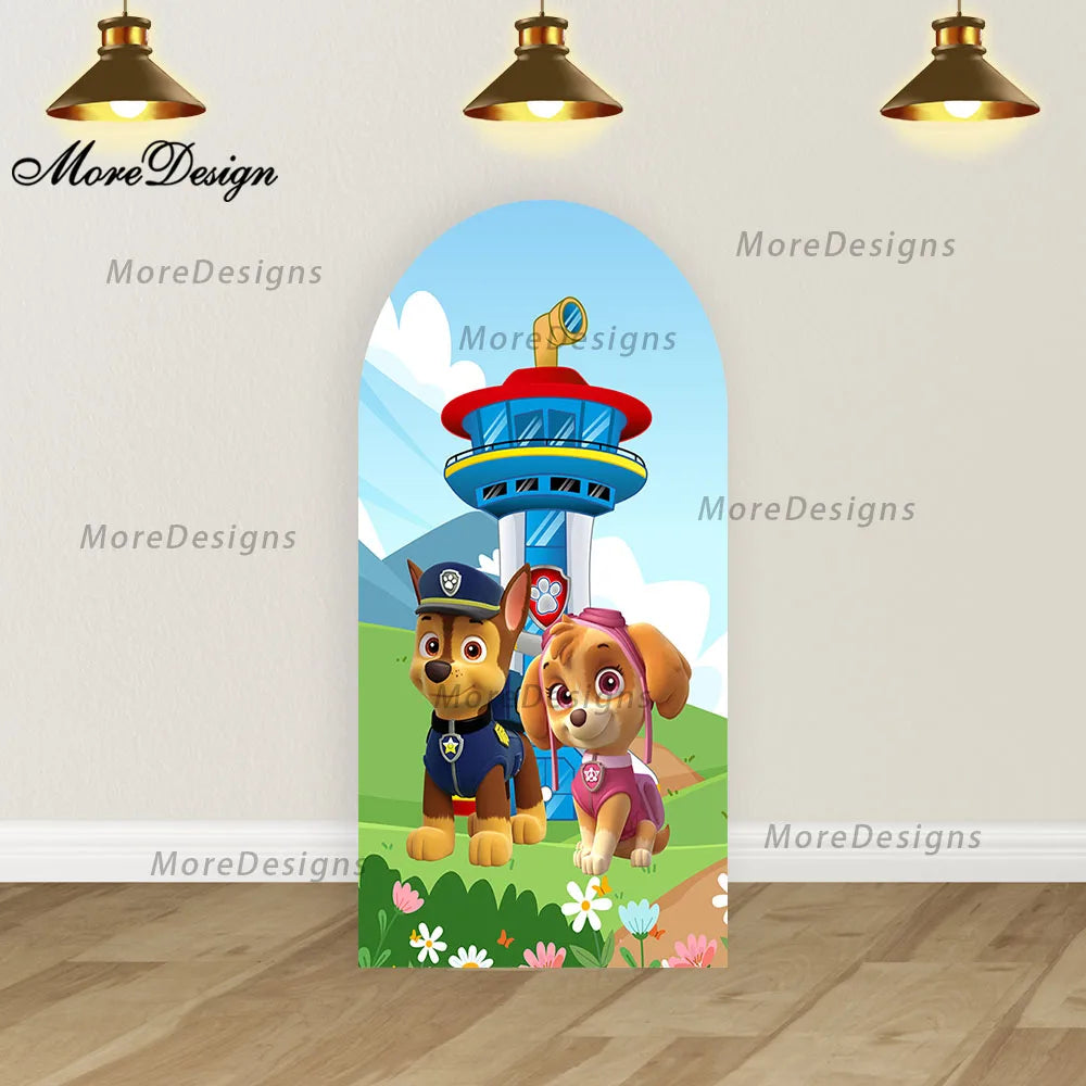 Paw Patrol Arch Covers Kids Birthday Party Photo Backdrop Baby Shower Decoration Cover Double-sided Zipper Photography Props