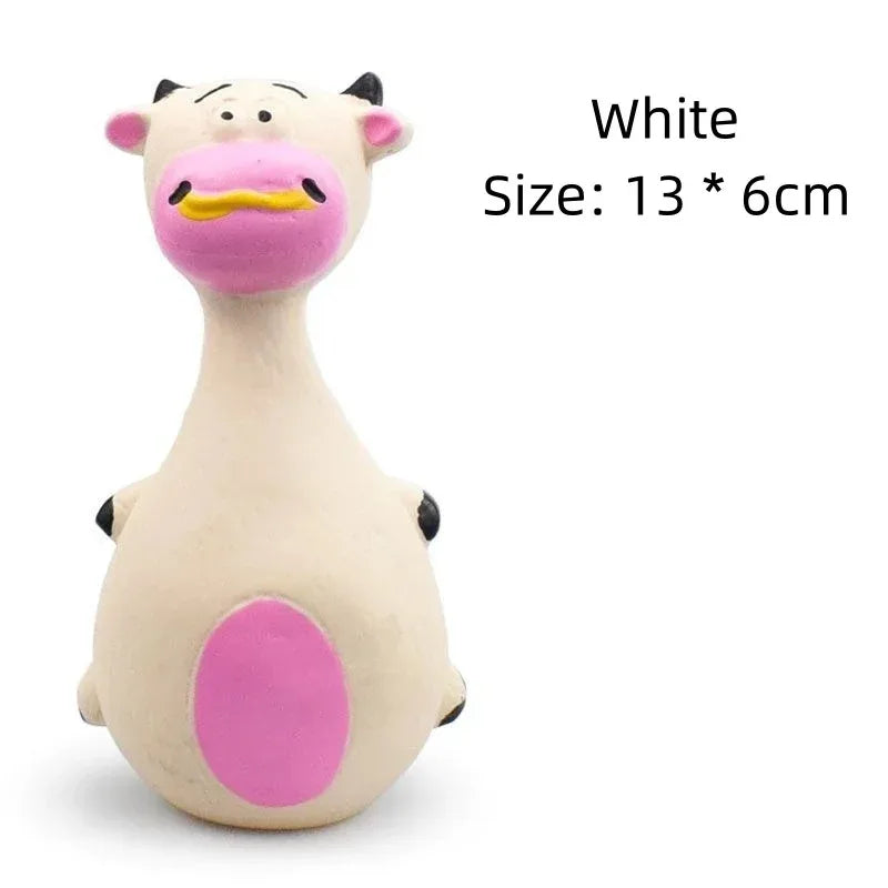 1 Piece Fat Bellied Cartoon Fun Bite Resistant Latex Sound Dog Toy Purple Elephant White Cow Brown Optional Pet Products