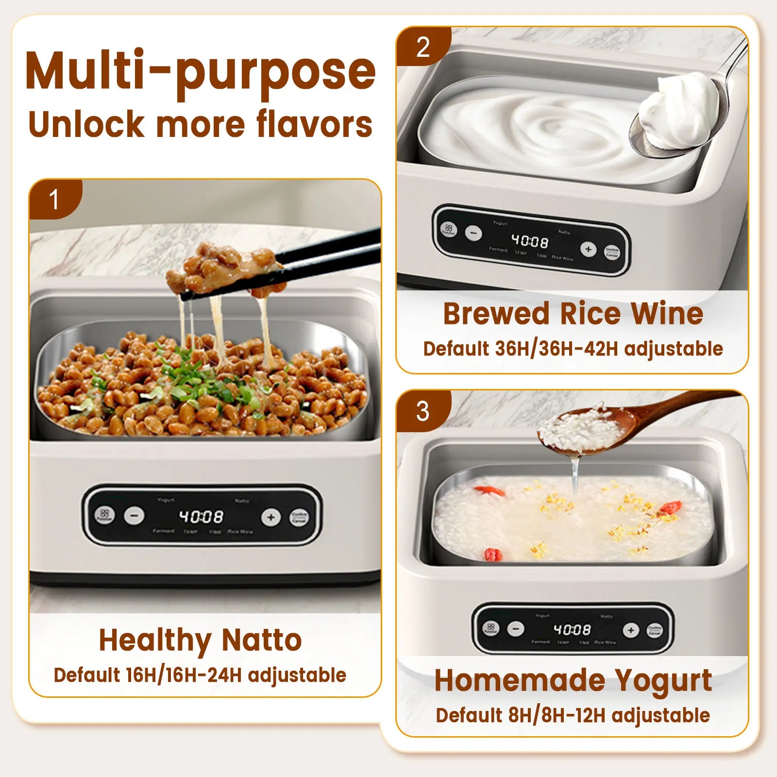 Eco-friendly Probiotic Yogurt Maker with Timer Intelligent Constant Temperature Fermentation Machine For yogurt,natto, rice-wine