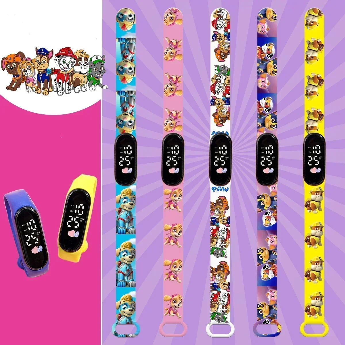 PAW PATROL Pokemon Anime Kawaii Pika Chuka Ibrabra Jingle Cat Pass Digital Waterproof LED boy girl Watch Kids Birthday Gift Toys