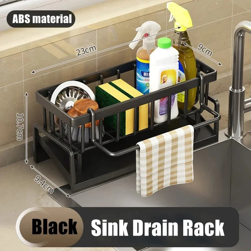 Kitchen Shelf Rag Storage Drainage Shelf No-Punch Storage Rack Home Spice Rack Sink Tap Sink Drainage Rack Kitchen Accessories
