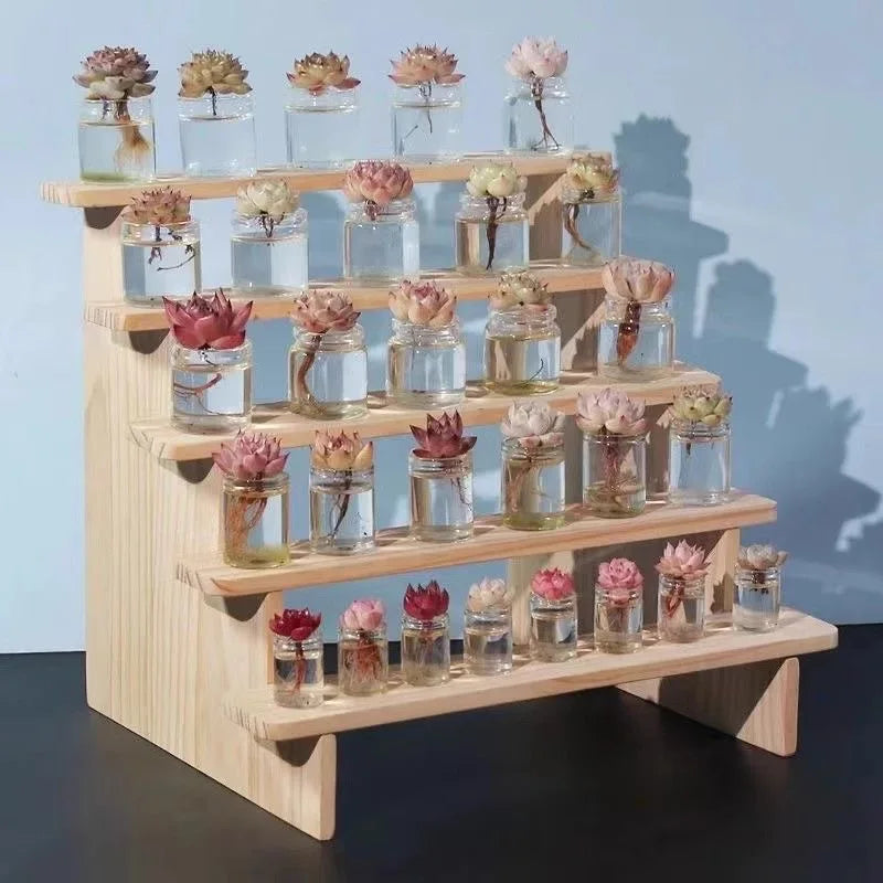 2-5 Tiers Wooden Display Rack Cosmetic Perfume Display Stand Doll Toys Stepped Desk Storage Home Desktop Organization