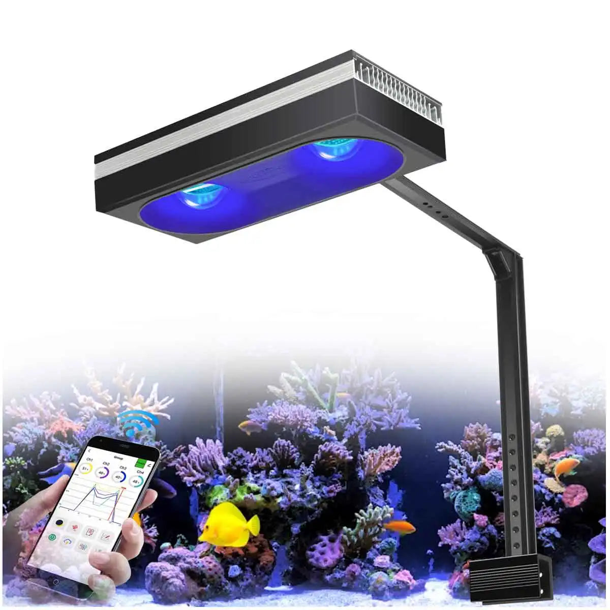 PopBloom RL180 WiFi Led Aquarium Reef Light 180W, Professional Full Spectrum Aquarium Lamp for Reef Coral SPS/LPS Aquarium Tank