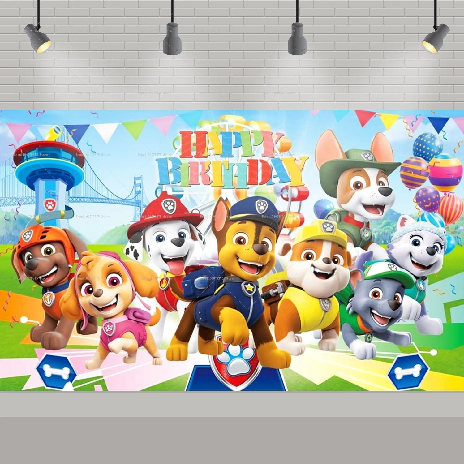 Paw Patrol Background Decoration Girl Children Birthday Party Photography Background Paw Patrol Banner Like Dog Decoration