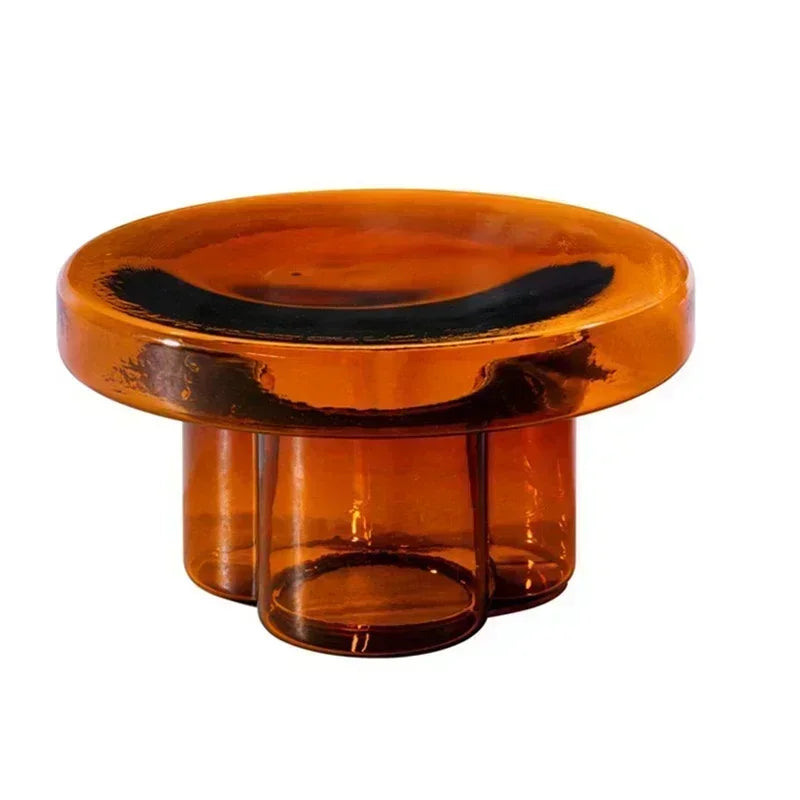 Verre Transparent café moderne rond chevet nordique pétale côté salon meubles créatifs Table ronde