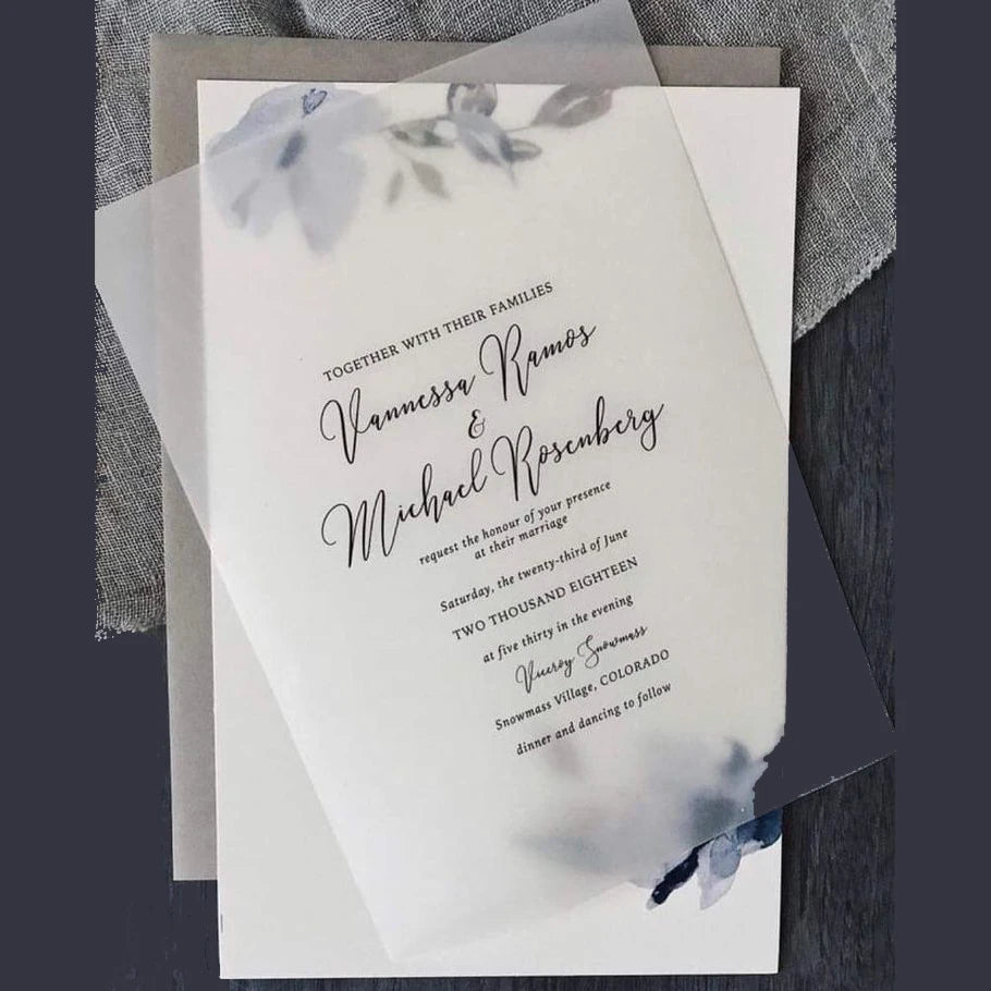 Custom Vellum Personalized Wedding Invitation Thank You Card Sate The Date Greetings Design Print DIY Menu Bridal Shower Birthda