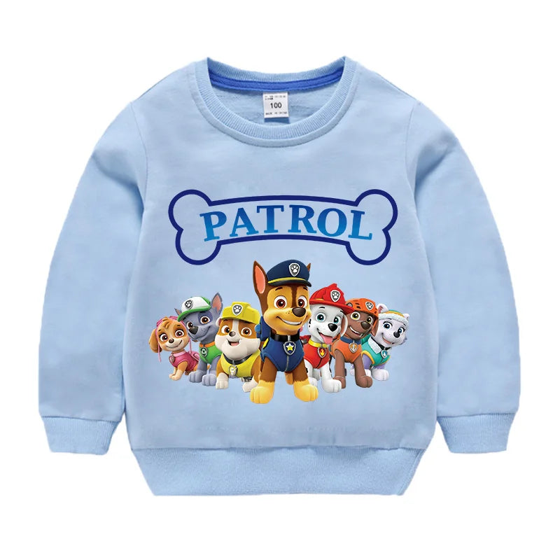 2024 Cute Paw Patrol Sport Casual Hooded Sweatshirt Cartoon Paw Patrol Patchwork Pullover Autumn Hood Sportswear Birthday Gifts