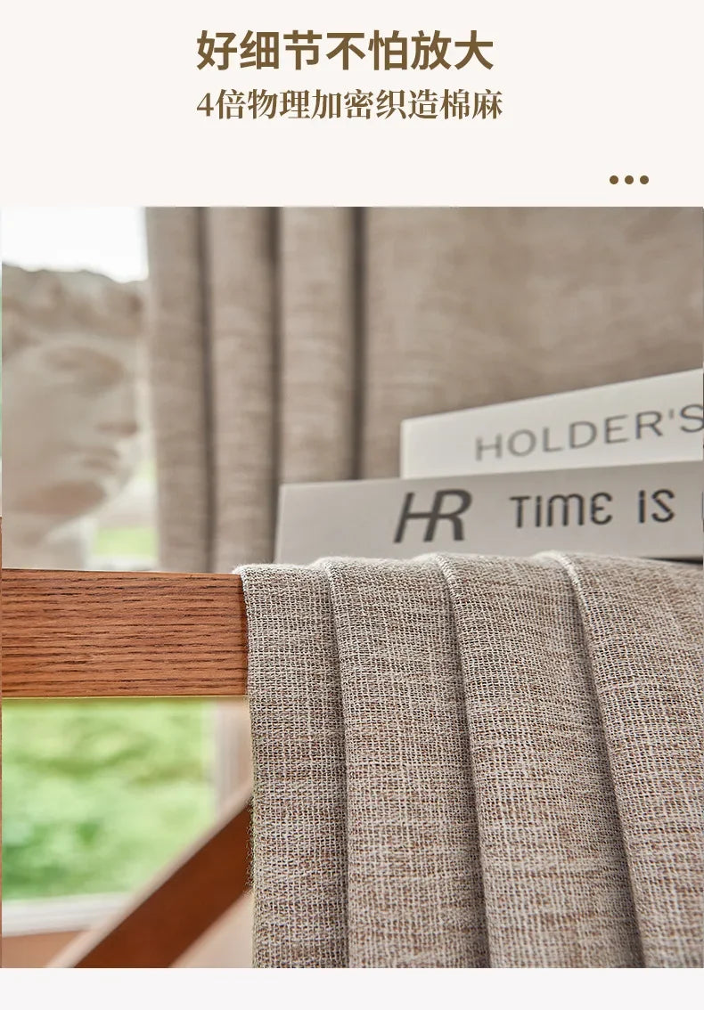 100% Blackout Japanese Modern Simple Curtains for Bedroom Living Dining Room Soundproof Textured Bamboo Window Decor Customized