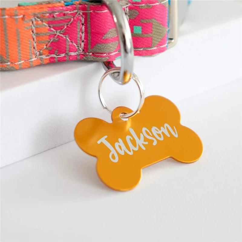 Personalized Pet ID Tag for Dogs & Cats - Deep Engraved Aluminum Collar Nameplate with Free Engraving |  Address, Number
