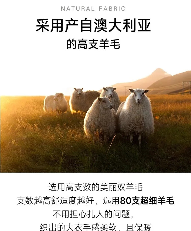 High Grade Gray Double-Sided Cashmere Coat For Women In Autumn And Winter With Hand Sewn Lapel And Double Breasted Long Coat