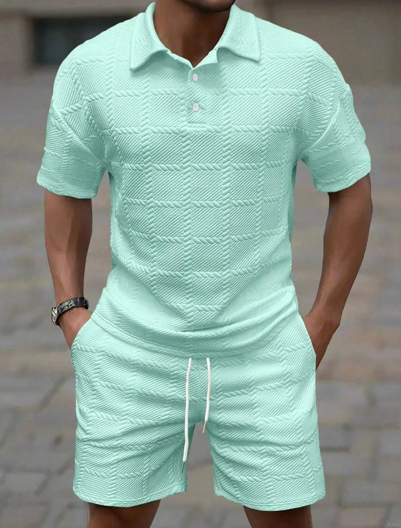 2025 Summer new fashion trend solid color comfortable fashion lightweight casual men's  short-sleeved  suit suit for men