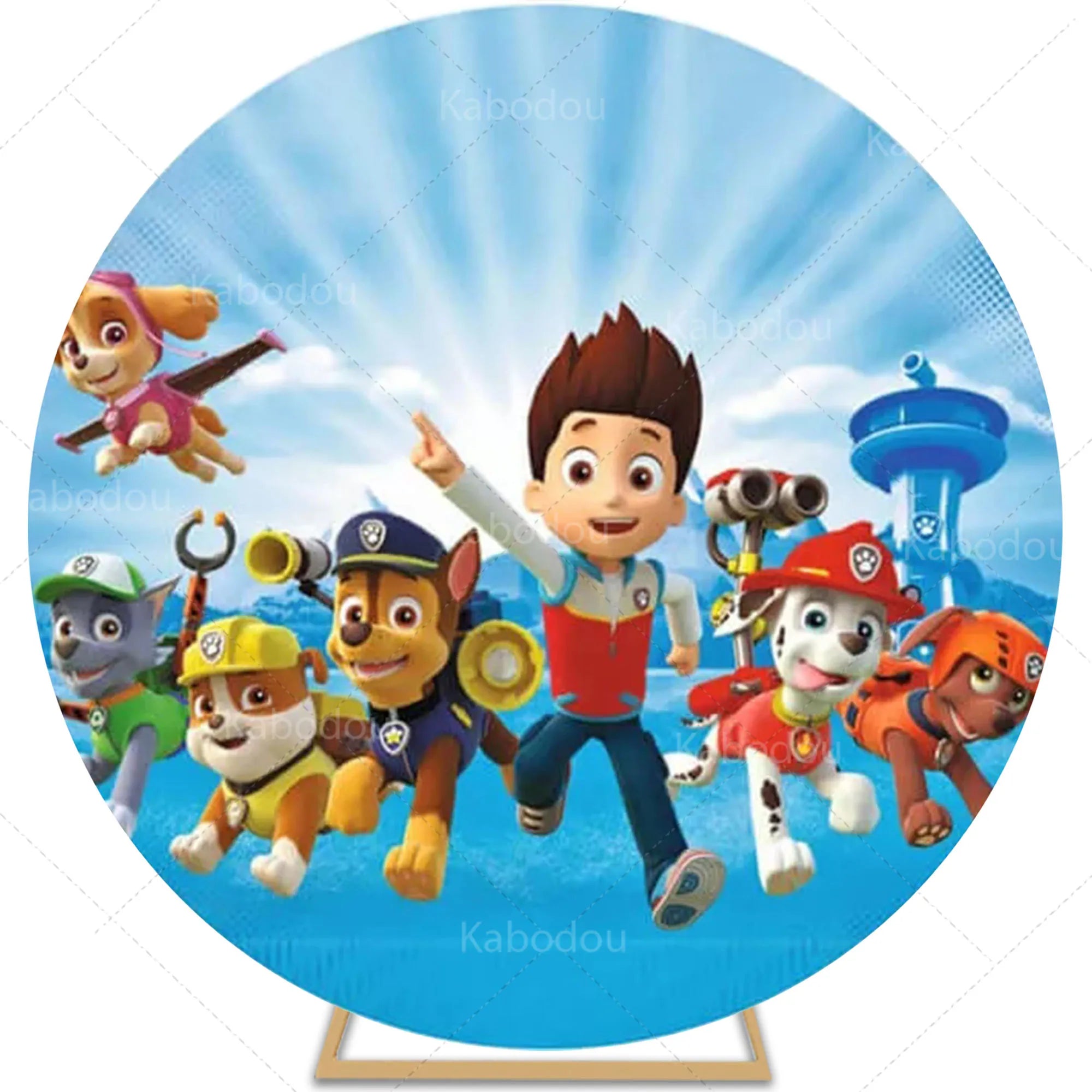 Paw Patrols Round Backdrop Boys for Birthday Party Cartoon Dog Decoration Baby Shower Photography Background Circle Studio Prop