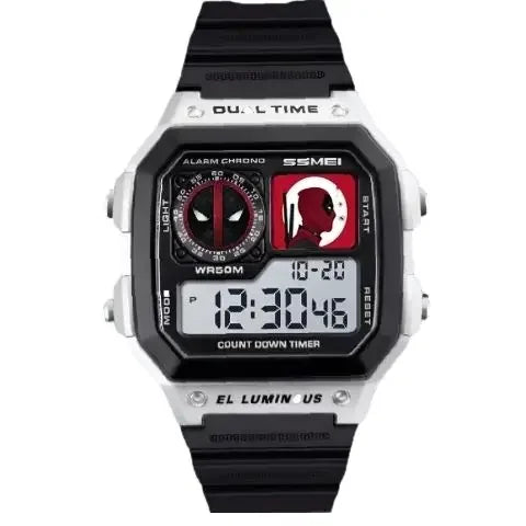 Marvel Characters Deadpool and Wolverine Creative Peripherals Digital Sports Electronic Men's Watch Full Function World Time