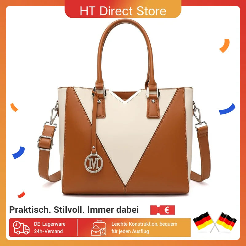 Miss Lulu WOMEN'S Handbag Shoulder bag V Shaped Design Shopper Removable Shoulder belt Synthetic leather