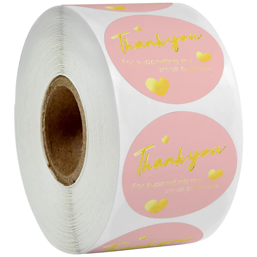 100-500pcs Thank You for Supporting My Small Business Stickers Thank You Stickers Labels Seals Kraft Pink Black Labels For Shop