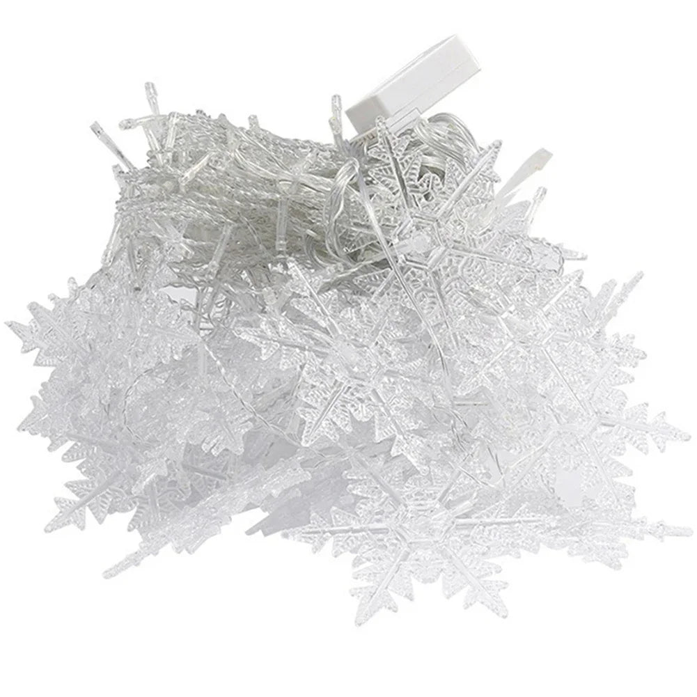 Christmas Snowflake Fairy Lights 4M 96Led Curtain Lights Snowflake String Lights for Halloween Thanksgiving Christmas Decoration