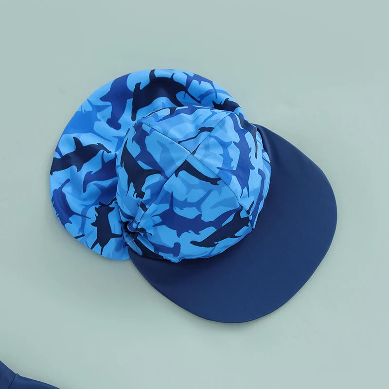 0-36months Toddler Boys Rash Guard Swimsuit Set Animal/Coconut Tree Print Long Sleeve Tops with Shorts and Swim Hat