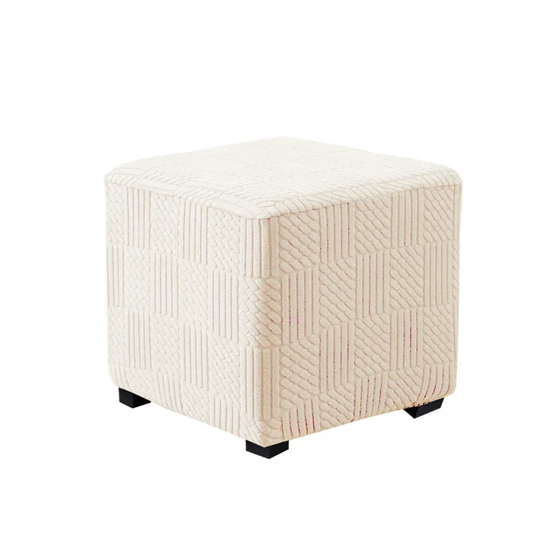 1PC Square Jacquard Ottoman Slipcover Durable Stretch Footrest Cover Folding Storage Stool Furniture Protector Pouf Cover 3sizes