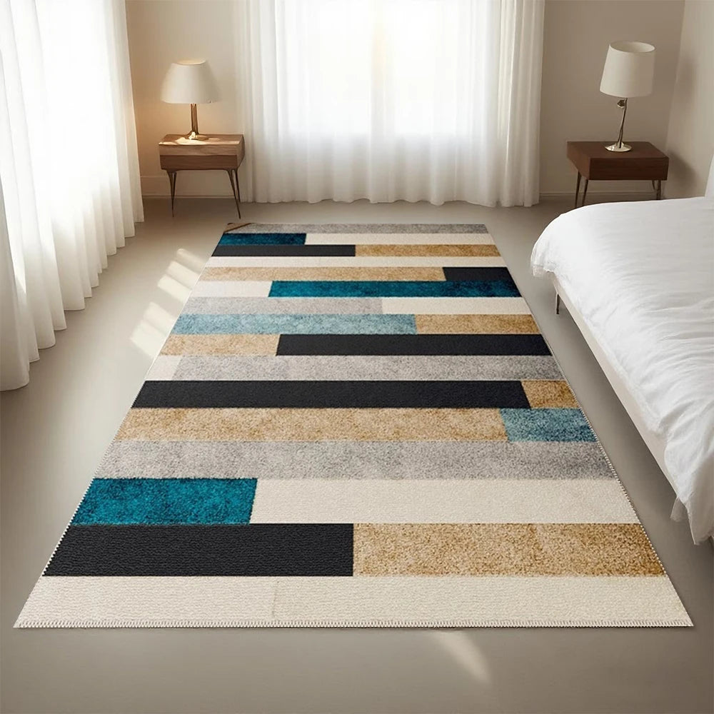 Modern Colorful Geometric striped Bedside carpet Non-Slip Rug Polyester Floor Carpet 160x230cm Large Mat for Living Room Bedroom