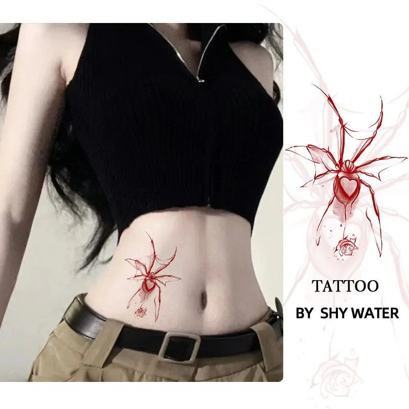 Spider Temporary Tattoo Stickers Butterfly Rose Flower Tatoo Y2K Cute Tatto Art Fake Tattoos for Women Sexy Tattoo Sticker