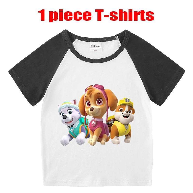 Children's PAW Patrol T-Shirt Kids Clothes Boys Girls Summer Cartoon Tops Short Sleeve Clothes 100% Cotton Baby Clothing
