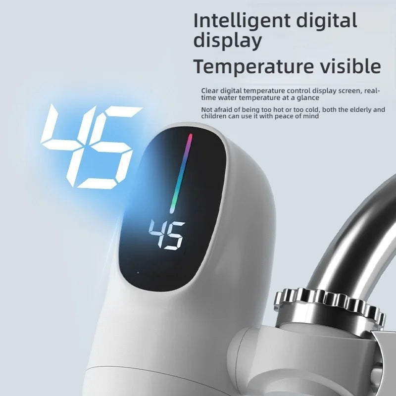 3000W Instant Hot Water Heater Faucet Electric Tankless for Kitchen Fast Heating Tap with Temperature Display