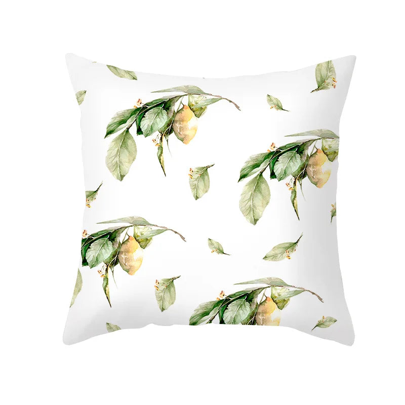 Yellow Lemon Pattern Cushion Cover Summer Decorative Pillow Covers Single Sided Printed Pillow Covers For Sofa Bedroom Office